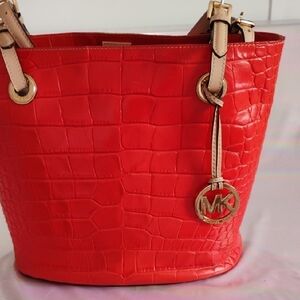 Michael Kors Red Croc-Embossed Tote
